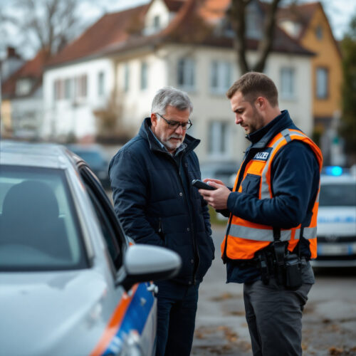 Drogen am Steuer: Polizei kontrolliert Fahrer. Amphetamintest.