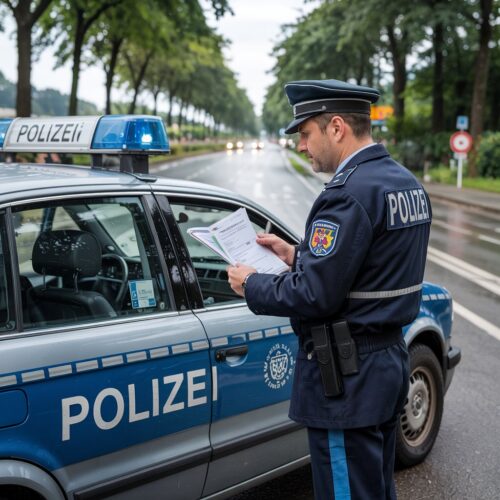 Polizeikontrolle Führerschein. Verkehrsrecht.