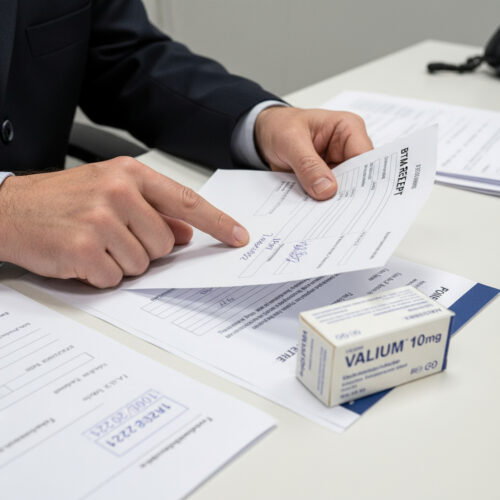 Der betroffene Fahrer sucht den Beleg für die ärztliche Dauerbehandlung, um die drohende Fahrerlaubnis-Entziehung abzuwenden.