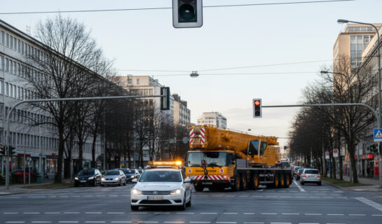 Schwertransport als geschlossener Verband: Darf ein Begleitfahrzeug bei Rot?