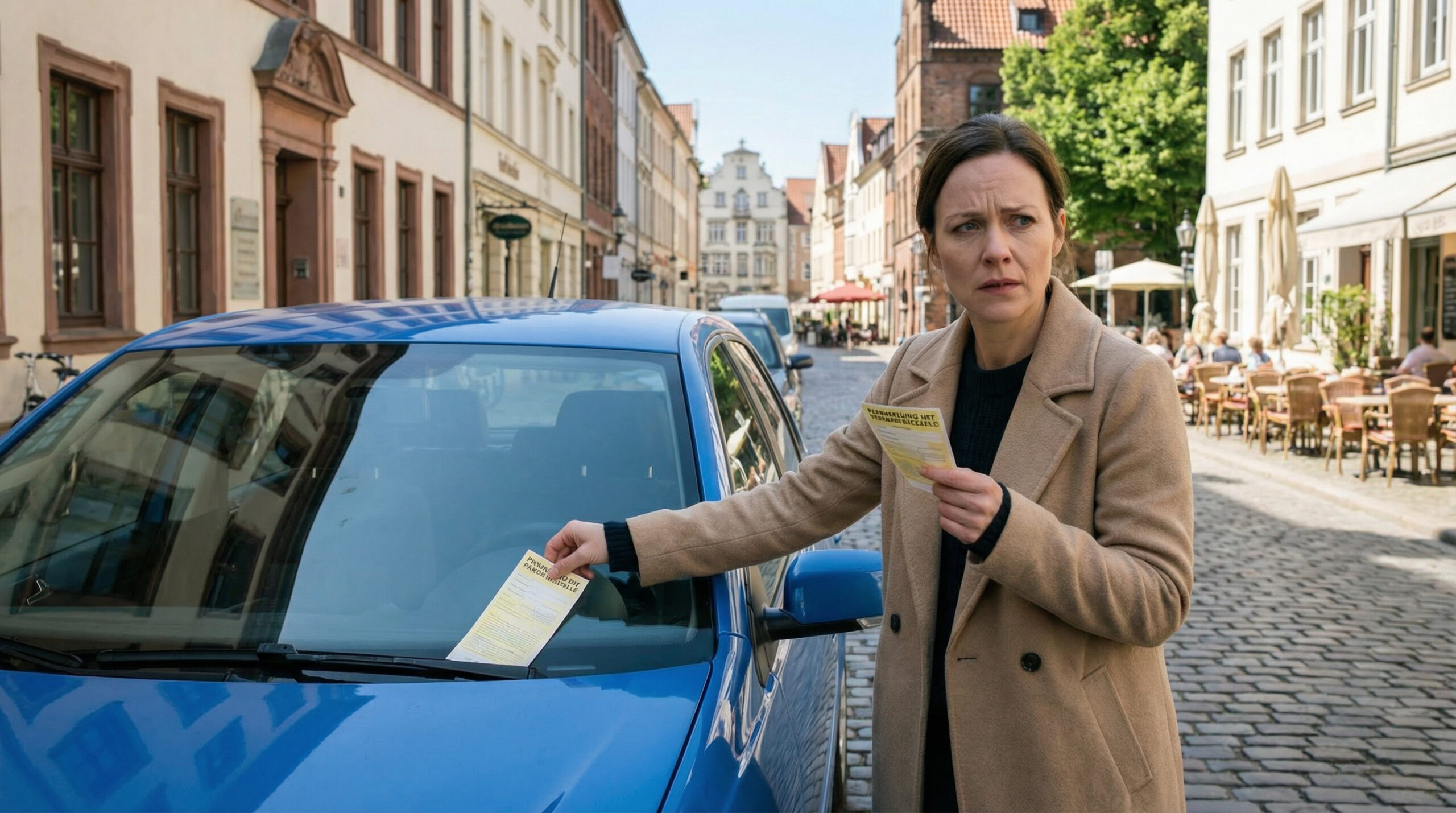 Frau entdeckt Strafzettel an der Windschutzscheibe ihres Autos